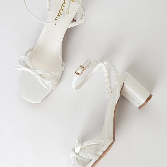 Lulu's Rezzy White Bow Ankle Strap High Heel Sandals size 8 - Picture 6 of 10